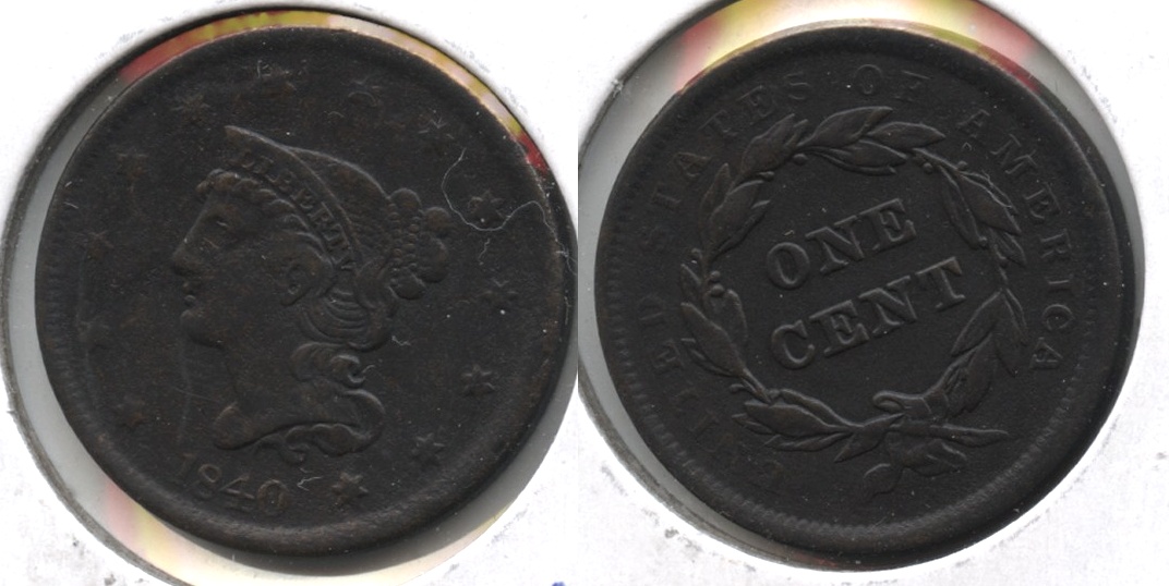 1840 Large Date Coronet Large Cent EF-40 Slight Porosity