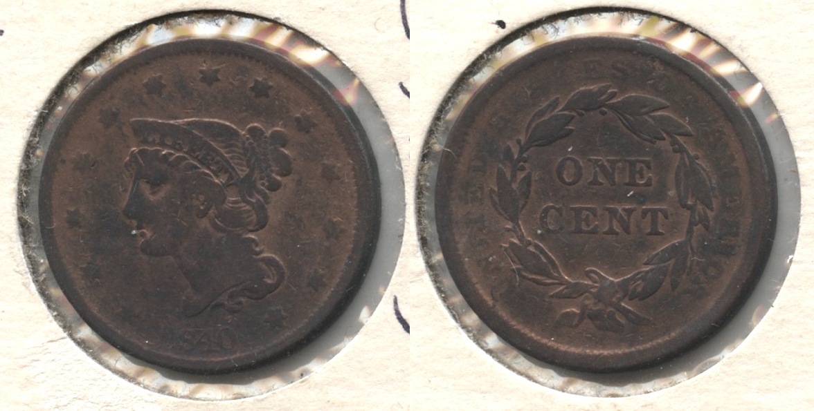 1840 Large Date Large Cent Fine-12 #b Cleaned