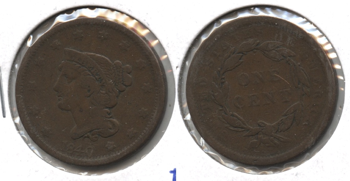 1840 Large Date Large Cent Fine-12 #c Staple Scratch