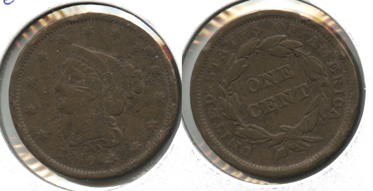 1840 Small Date Large Cent Fine-12 #h Pitting
