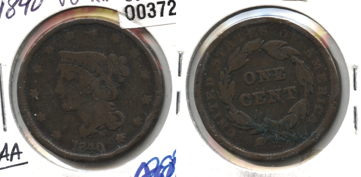 1840 Large Date Large Cent VG-8 Rim Bumps