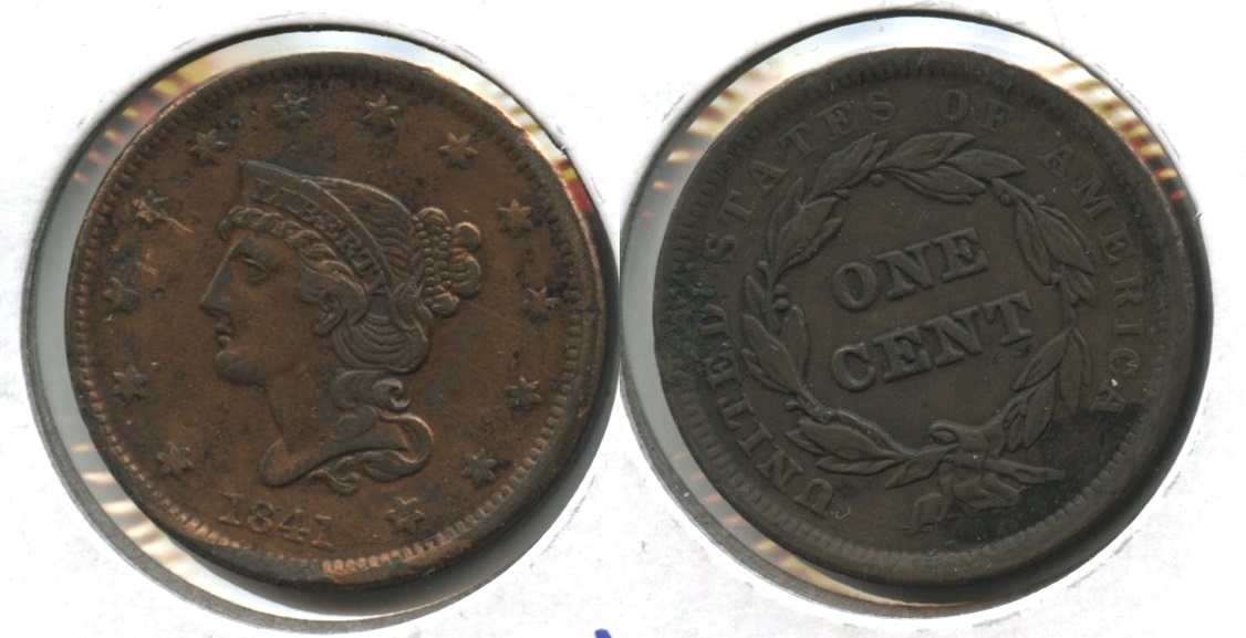 1841 Coronet Large Cent VF-20 Cleaned Obverse