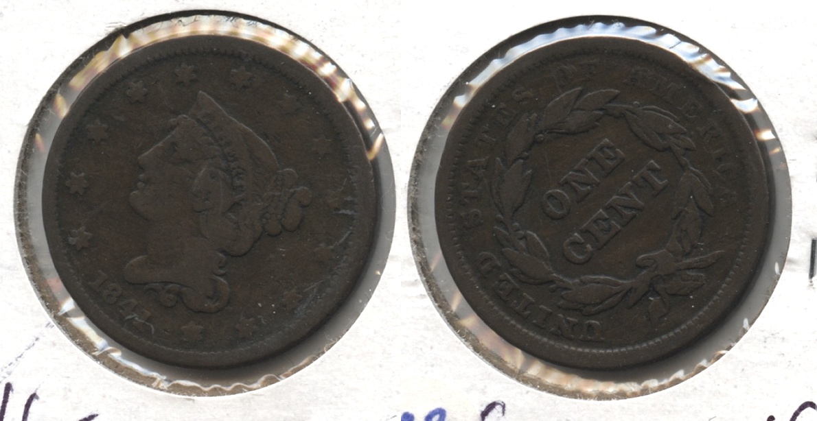 1841 Coronet Large Cent VG-8 #c