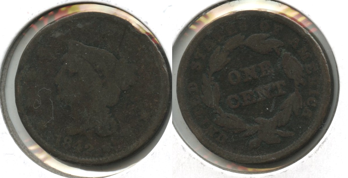 1842 Coronet Large Cent AG-3+ #b