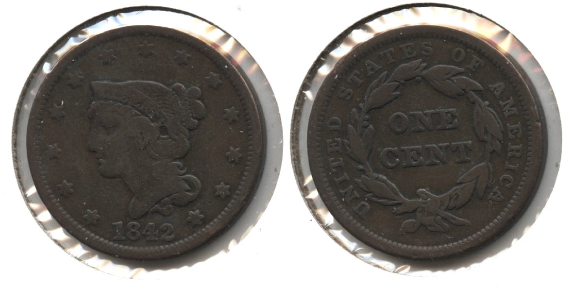 1842 Coronet Large Cent F-12 #d