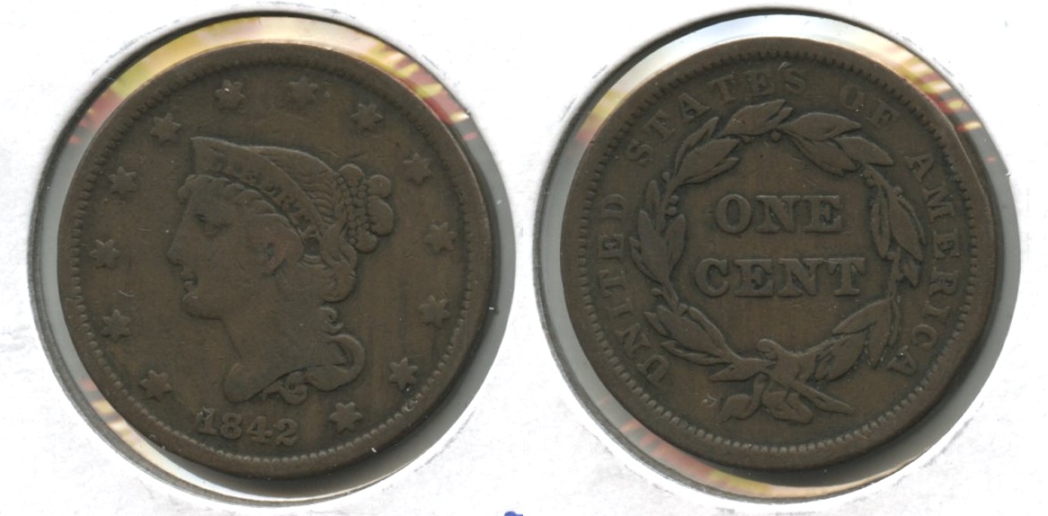 1842 Coronet Large Cent F-12 #g