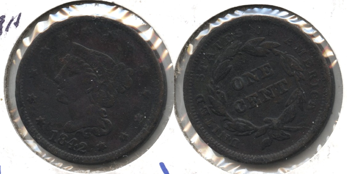 1842 Coronet Large Cent VF-20 Rough