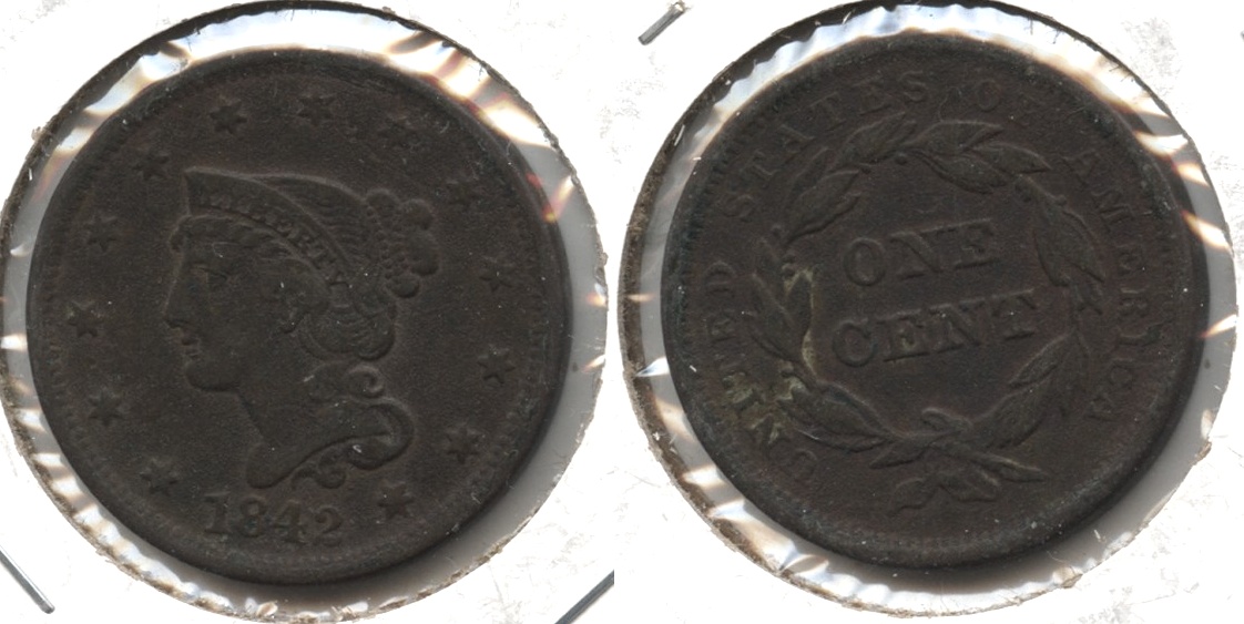 1842 Coronet Large Cent VF-20 #a Dark