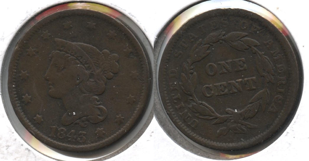 1843 Coronet Large Cent Fine-12