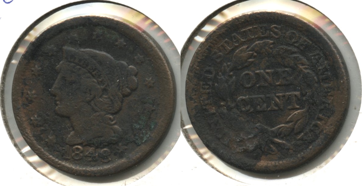 1843 Coronet Large Cent VG-8 #e Rough
