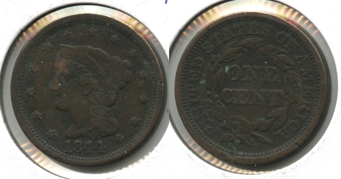1844 Coronet Large Cent Fine-12 #g Light Patch