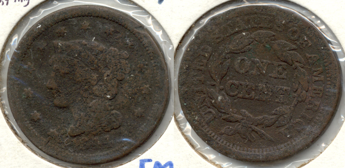 1844 Coronet Large Cent G-4 c Pitting