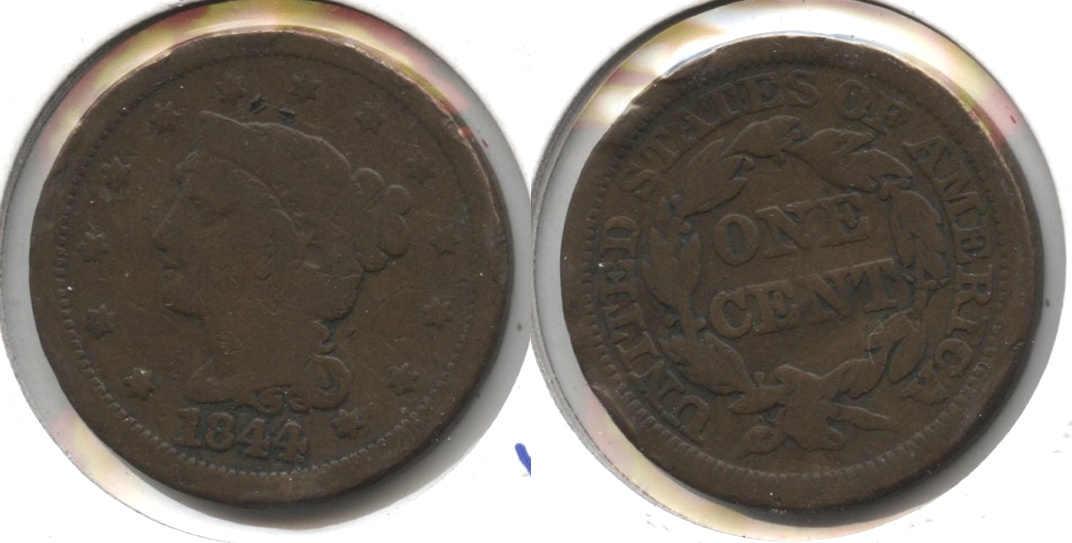 1844 Coronet Large Cent G-4 #d Rim Bumps