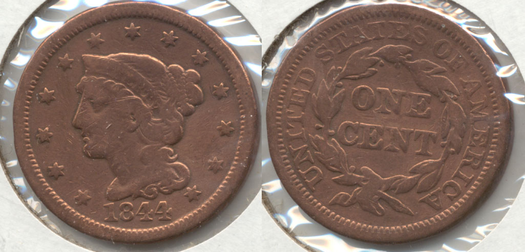 1844 Coronet Large Cent VG-8 Cleaned