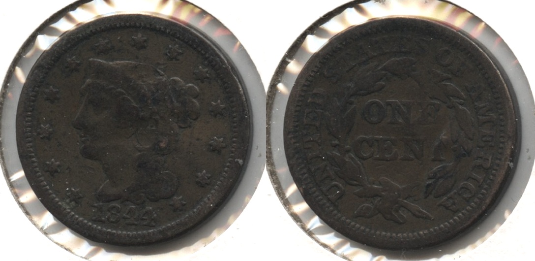 1844 Coronet Large Cent VG-8 #c Some Damage