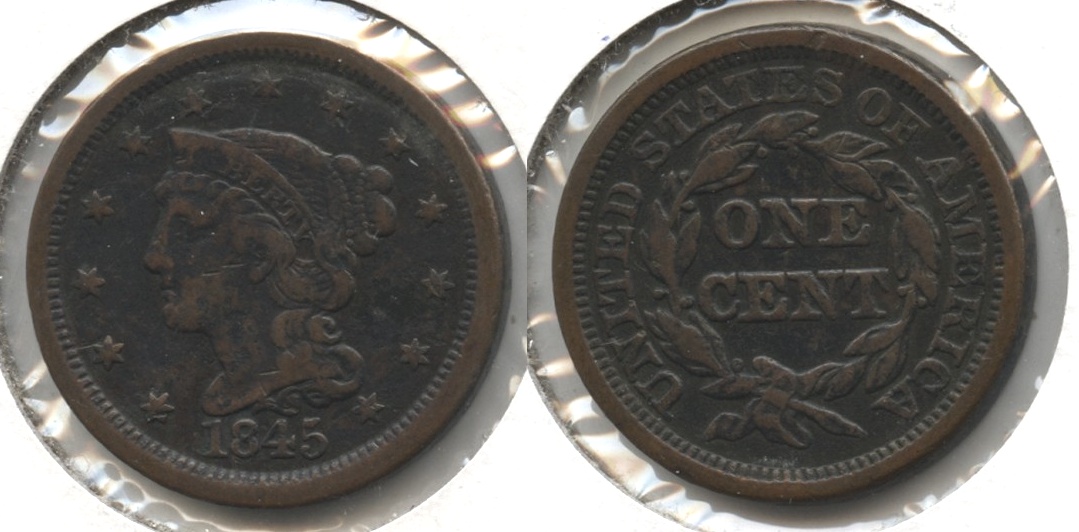 1845 Coronet Large Cent Fine-12 #d Dark