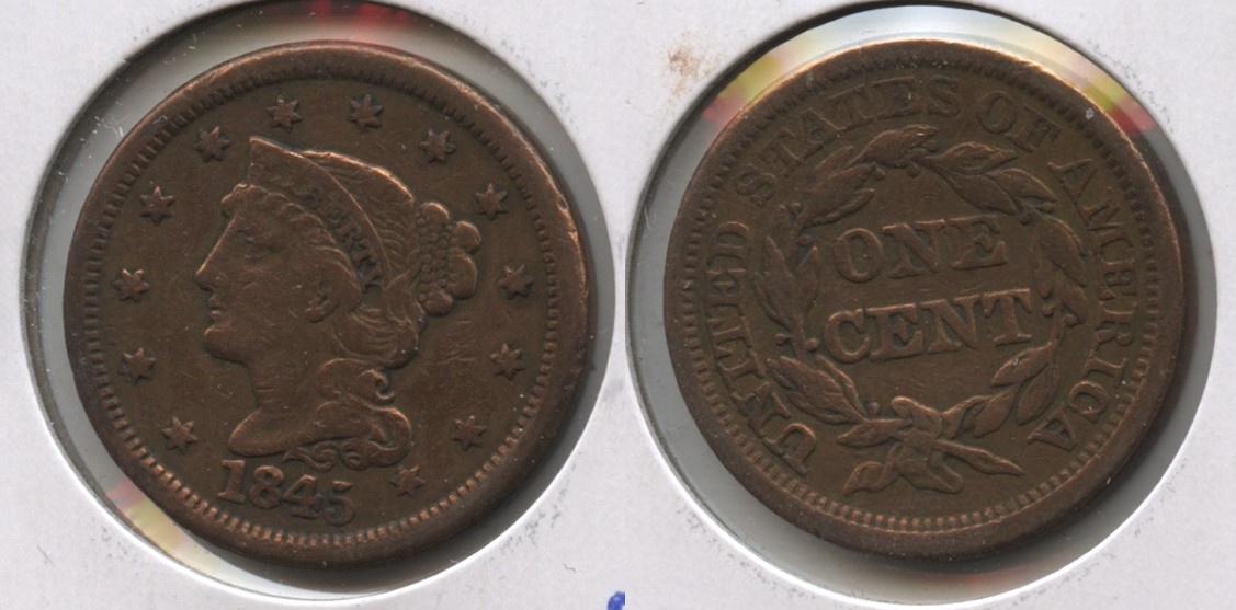 1845 Coronet Large Cent Fine-12 #i Cleaned