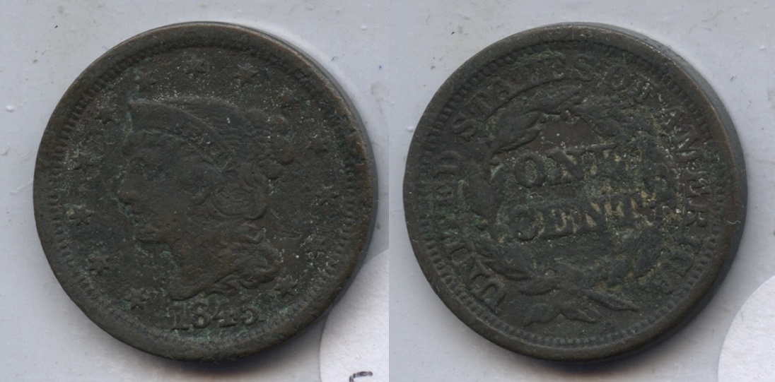 1845 Coronet Large Cent Fine-12 #q Corroded