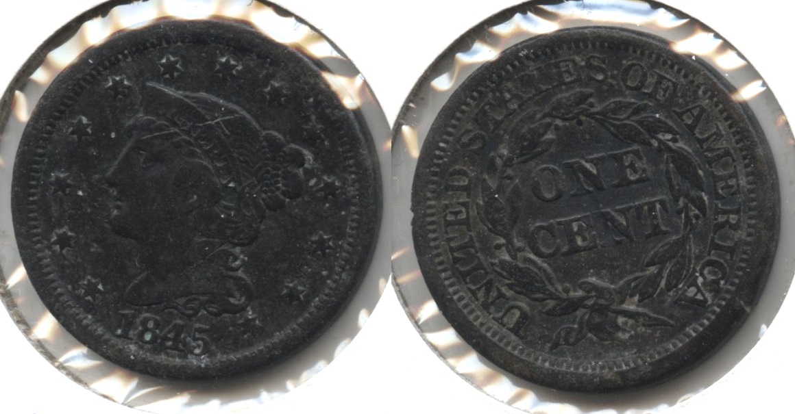 1845 Coronet Large Cent VF-20 #d Dark