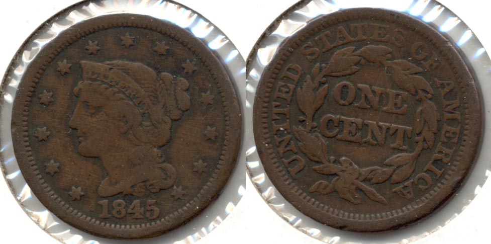 1845 Coronet Large Cent VG-10