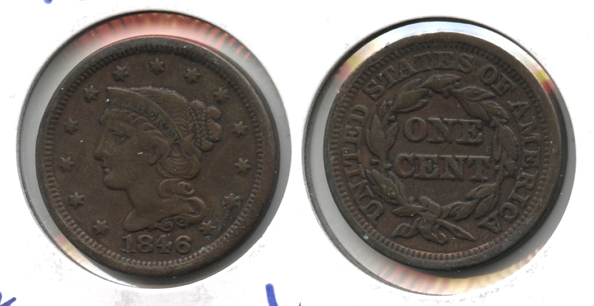 1846 Coronet Large Cent VF-20 #b Old Cleaning