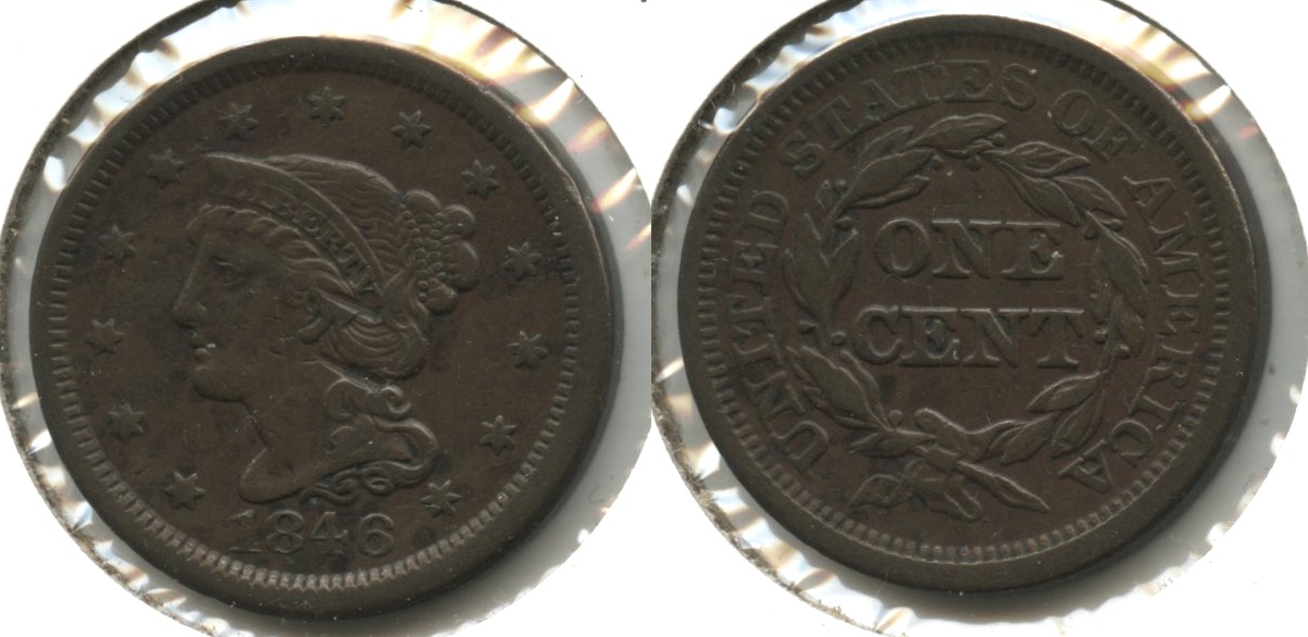 1846 Coronet Large Cent VF-20 #e Obverse Marks