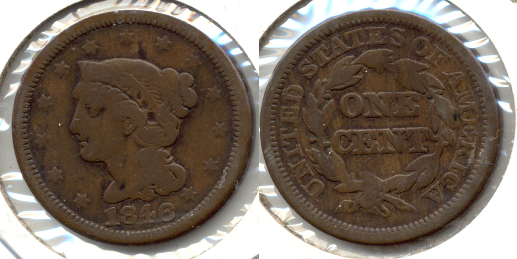 1846 Coronet Large Cent VG-8 b