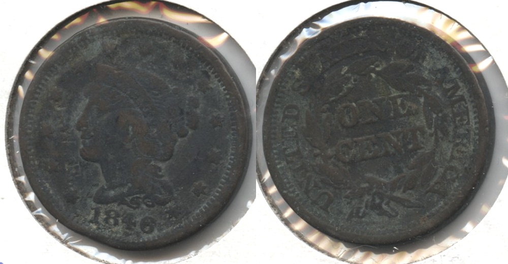 1846 Coronet Large Cent VG-8 #c Porous