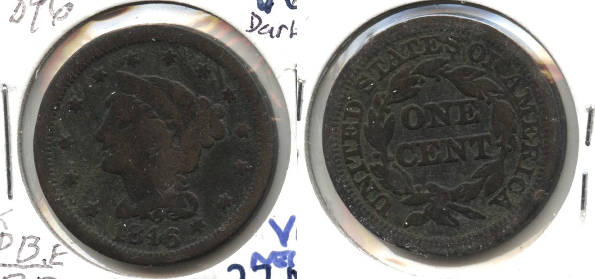 1846 Coronet Large Cent VG-8 #k Dark
