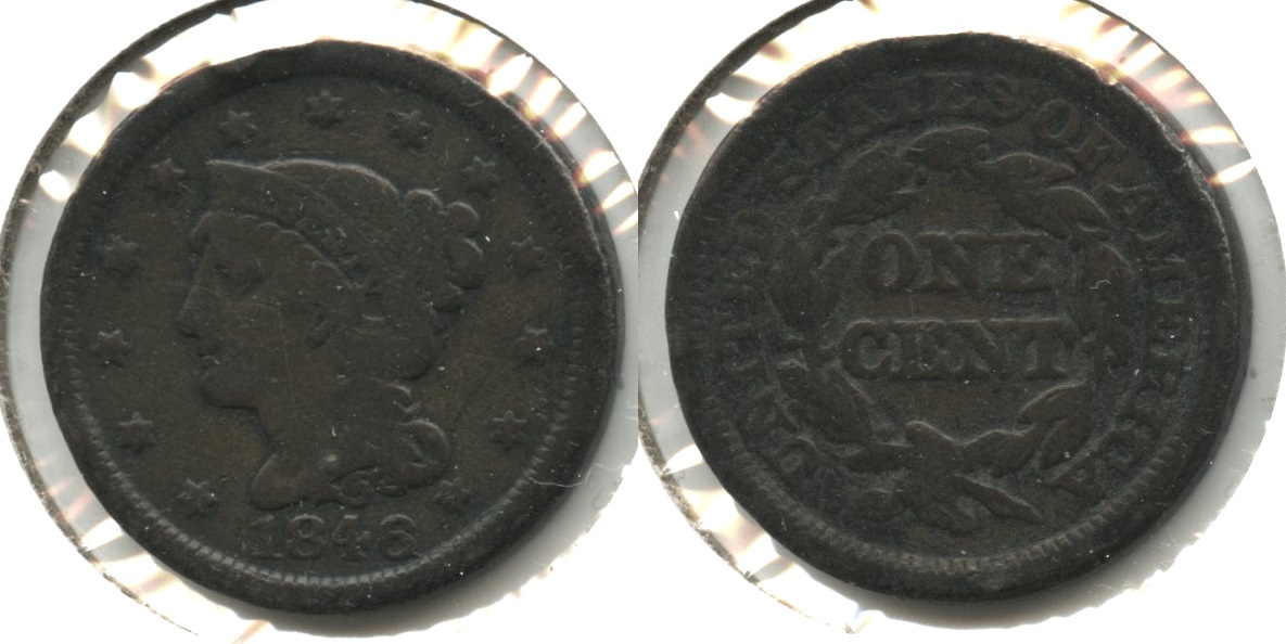 1846 Coronet Large Cent VG-8 #o Rim Bumps