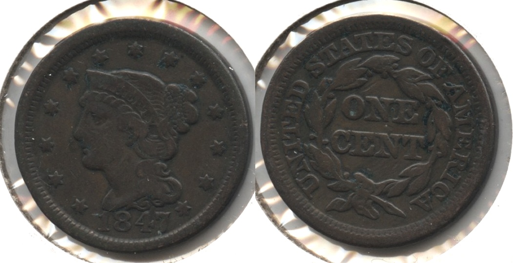 1847 Coronet Large Cent Fine-12 #k