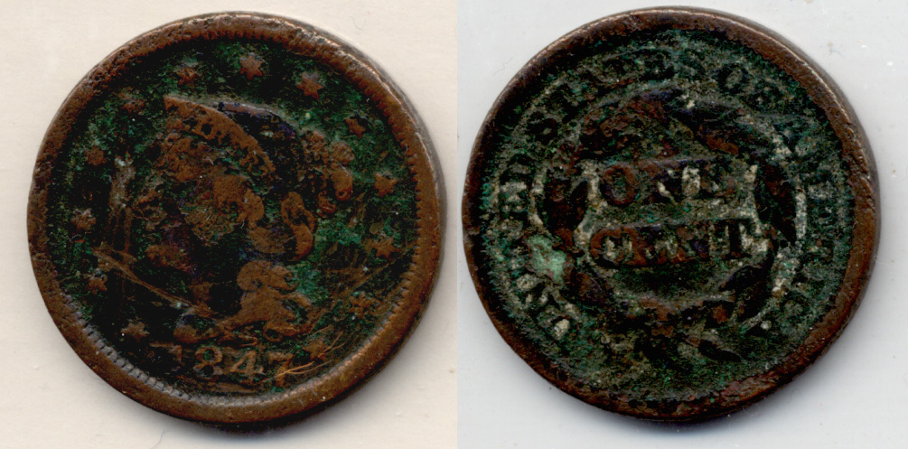 1847 Coronet Large Cent G-4 Corrosion