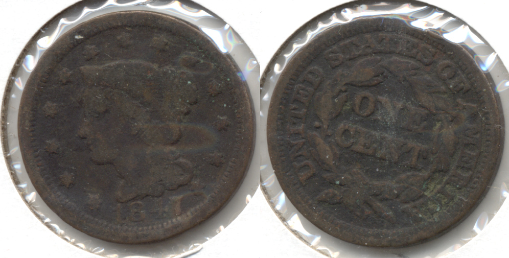 1847 Coronet Large Cent Good-4 f Dark