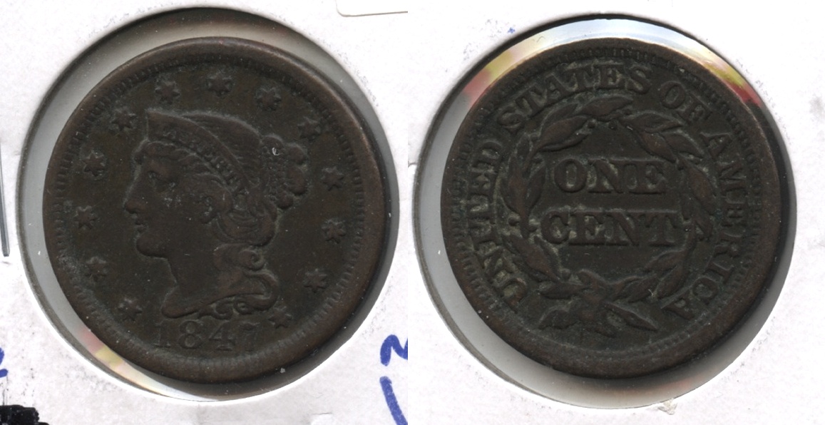 1847 Coronet Large Cent VF-20 Dark