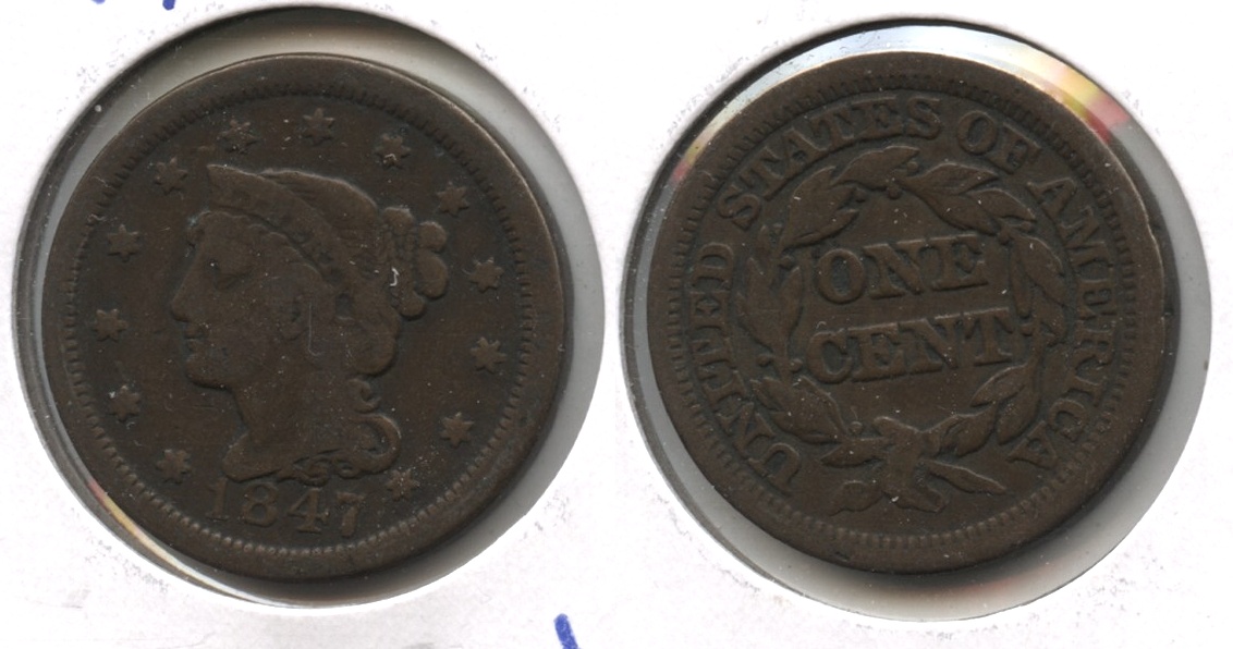 1847 Coronet Large Cent VG-8 #c
