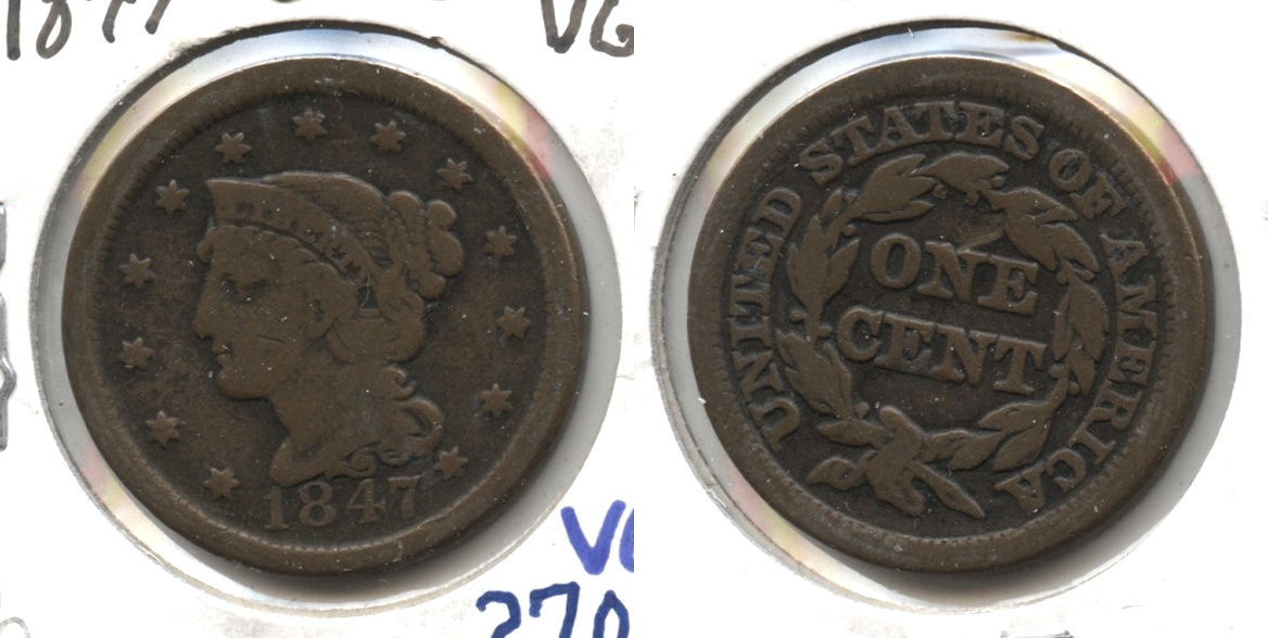 1847 Coronet Large Cent VG-8 #h