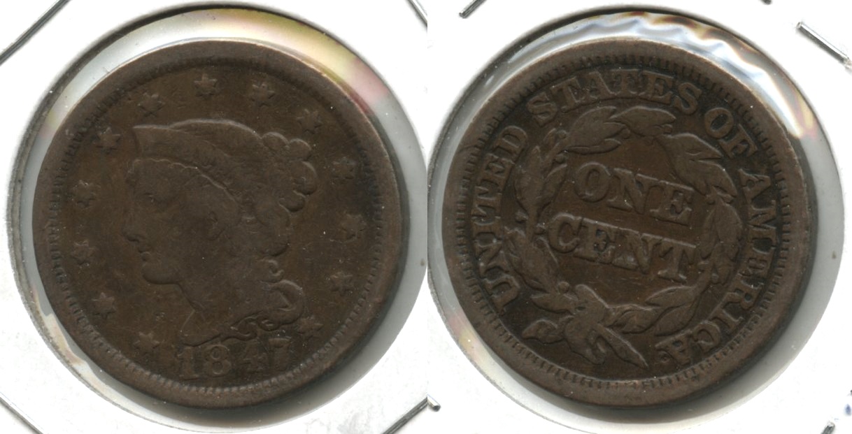 1847 Coronet Large Cent VG-8 #j