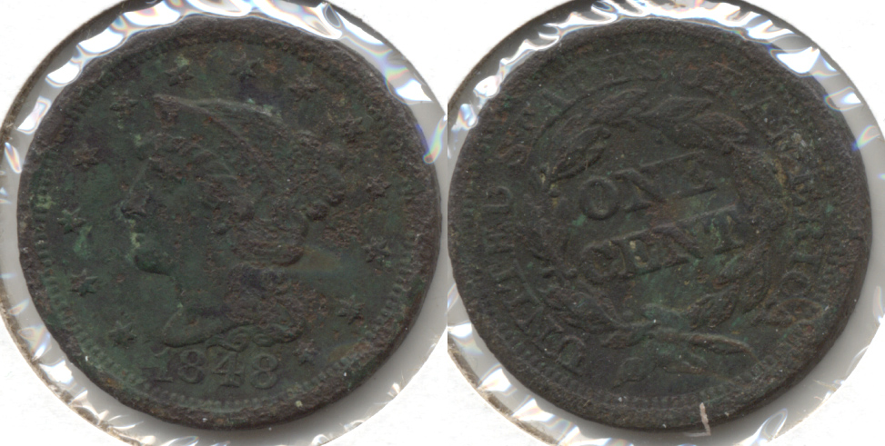 1848 Coronet Large Cent Fine-12 b Dark