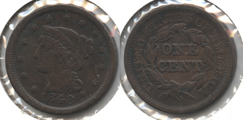 1848 Coronet Large Cent Fine-12 #e