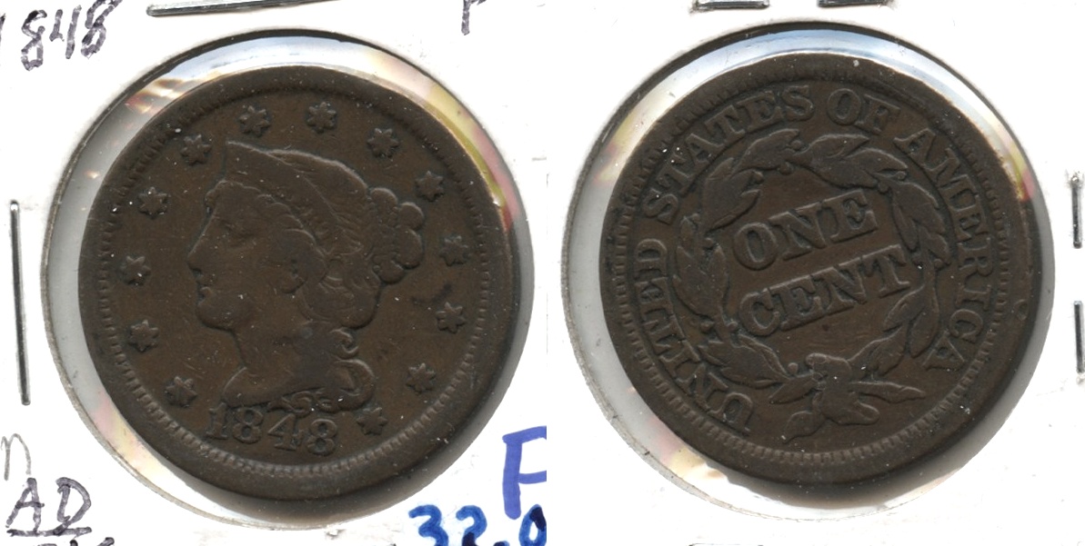 1848 Coronet Large Cent Fine-12 #n