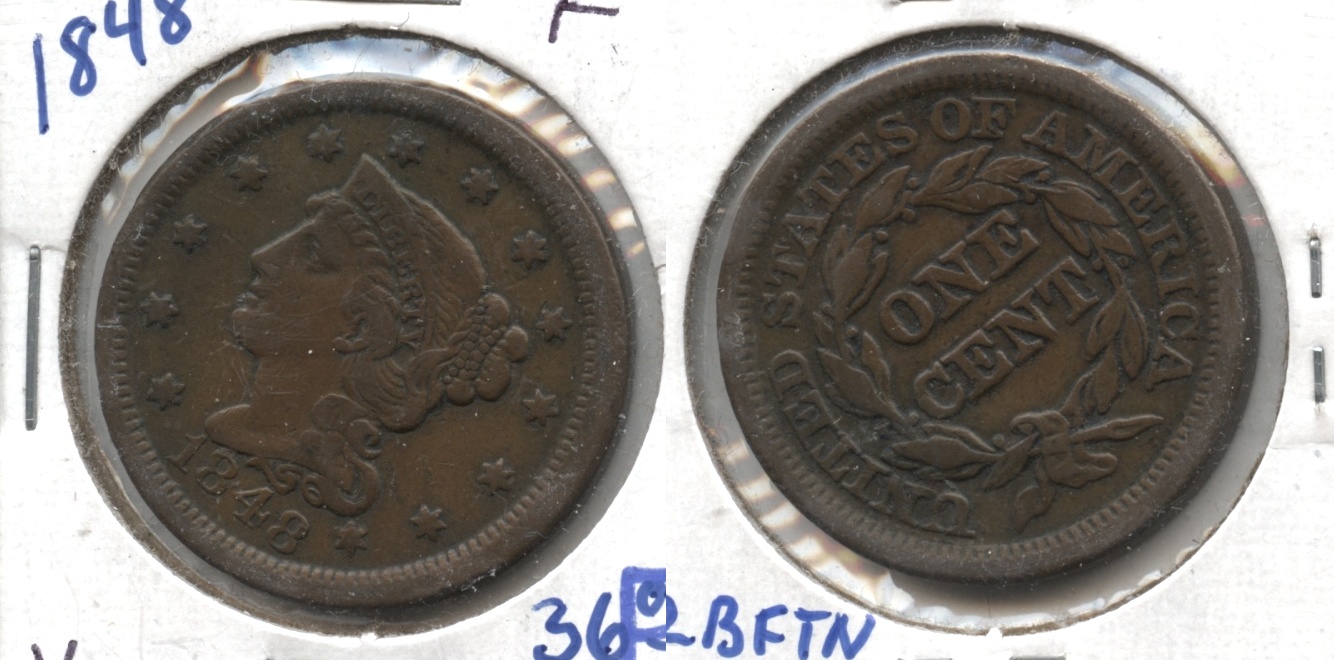 1848 Coronet Large Cent Fine-12 #v