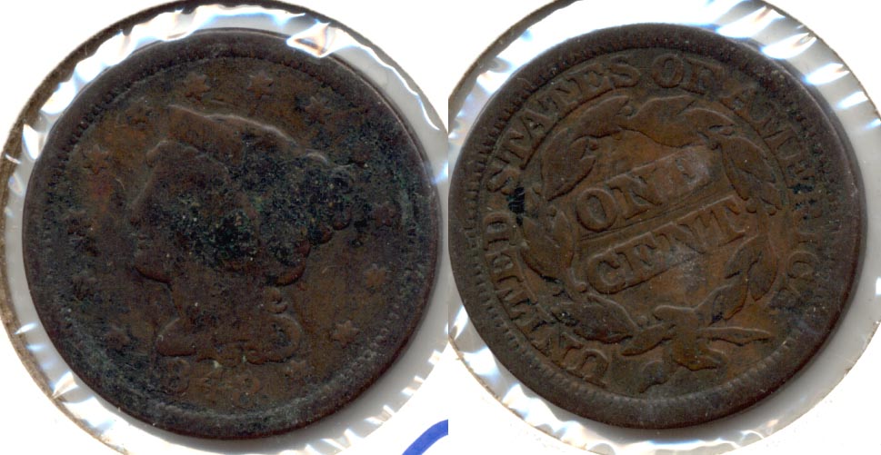 1848 Coronet Large Cent Good-4 b Reverse Scratch