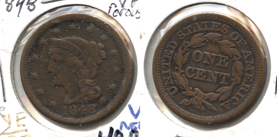 1848 Coronet Large Cent VF-20 #e Porous