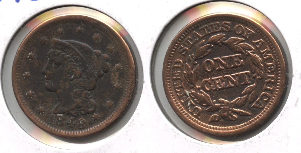 1848 Coronet Large Cent VF-20 #h Cleaned