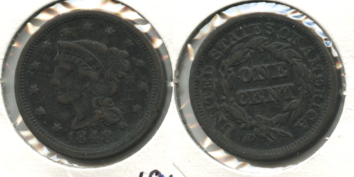 1848 Coronet Large Cent VF-20 #j Dark