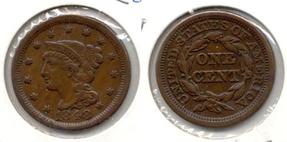 1848 Coronet Large Cent VF-30