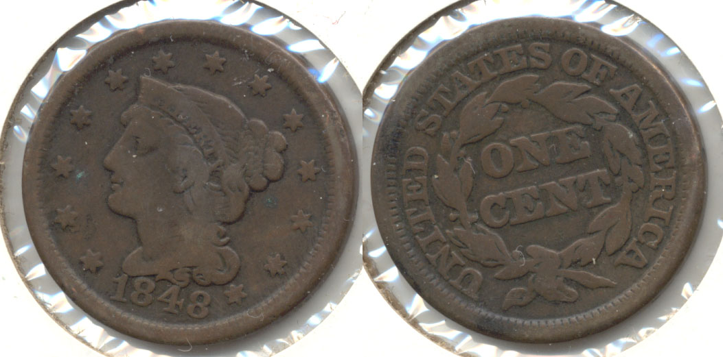 1848 Coronet Large Cent VG-8
