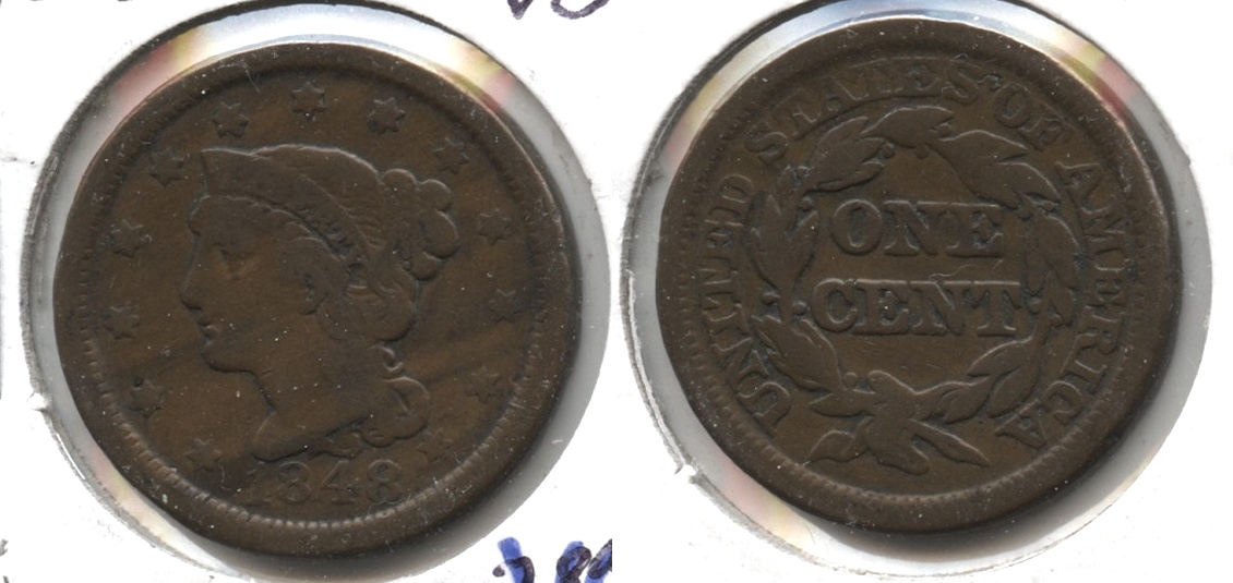 1848 Coronet Large Cent VG-8 #j