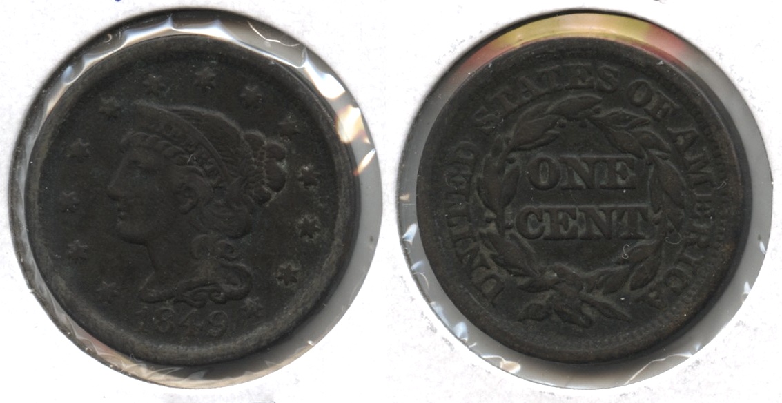 1849 Coronet Large Cent Fine-12 #i