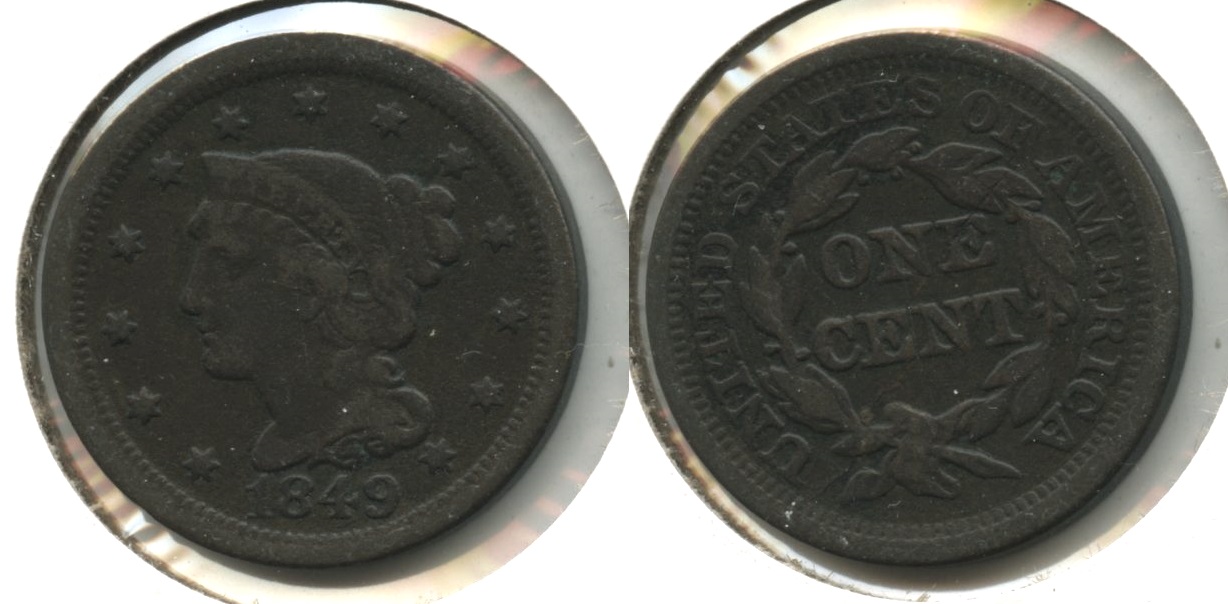 1849 Coronet Large Cent Fine-12 #q Dark